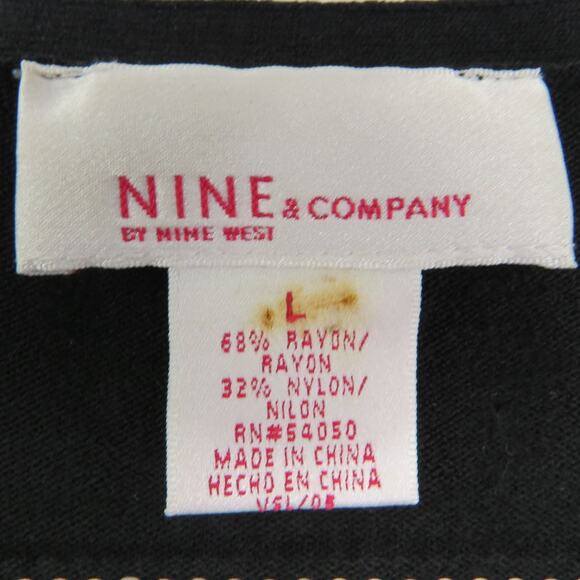 2000s Vintage Y2k Nine West Black & Green Preppy Argyle Sweater Large Scoopneck - Picture 5 of 6